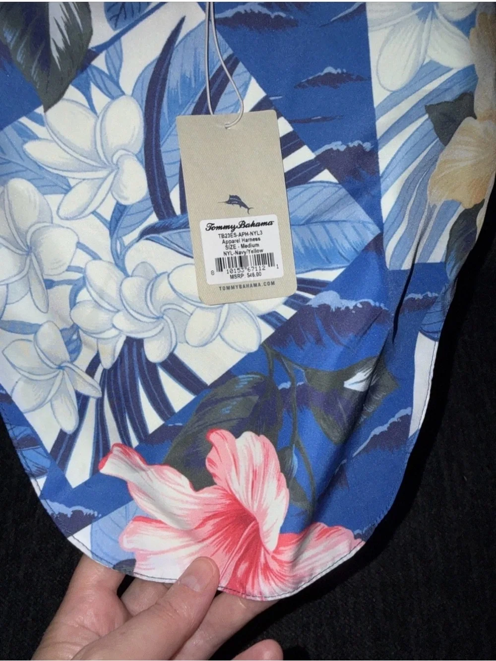 Tommy Bahama Dog Apparel Harness System, Size M, Hawaii Print/Navy Harness, NWT